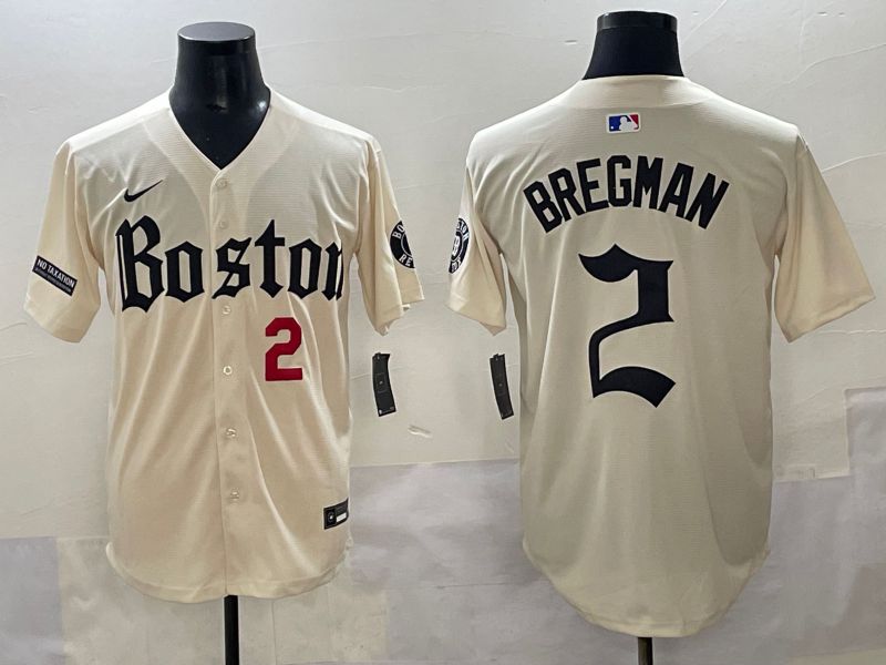 Men 2025 Boston Red Sox #2 Bregman Cream Five generations Joint Name Nike MLB Jersey style 8